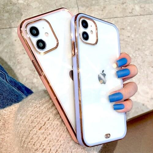 Square Plating Silicone Case For iPhone 12 11 Pro Max Mini XS XR X R S 8 7 Plus 7Plus SE 2020 iPhone12 Transparent Back Covers