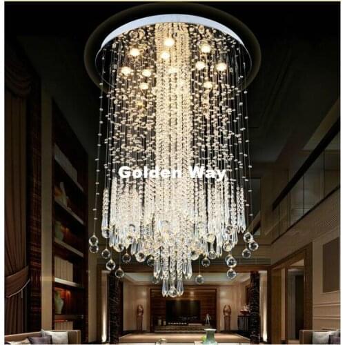 Modern Luxury Stainless Steel Crystal Pendant Lighting European Lustre Hall Lights Cristal Lamp GU10 LED Home Decora Lighting