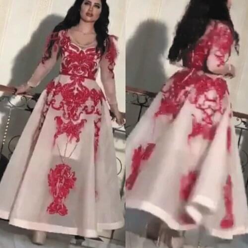 SuperKimJo Vestido De Festa Red Lace Prom Dresses Ball Gown Vintage Applique Champagne Elegant Prom Gowns Vestidos De Gala