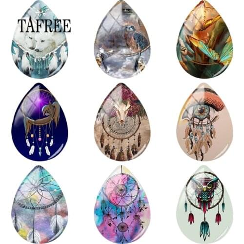 TAFREE Dreamcatcher Fashion Tear Shaped Cabochons 18*25mm Jewelry Making To Do Necklace