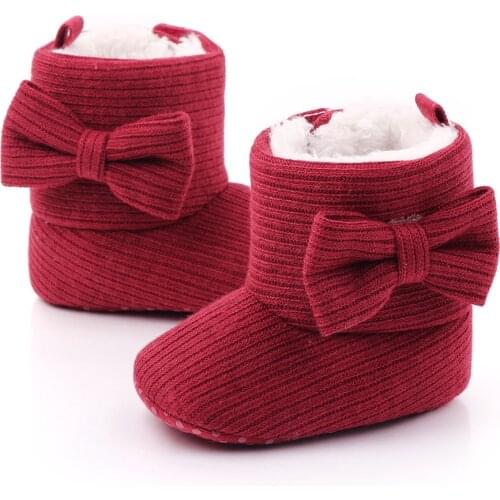 Newborn Toddler Baby Girls Boys Snow Boots, Soft Sole Anti-Slip Crib Shoes Winter Warm Cozy Bowknot Booties Winter Warm