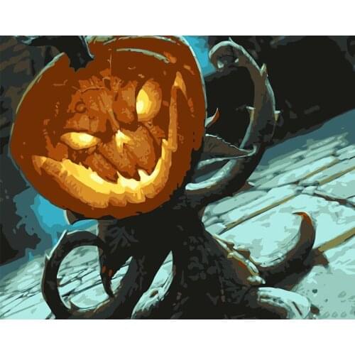 Pumpkin Lantern Oil Picture By Numbers On Canvas DIY Kits For Adults Drawing Handmade Acrylic Paints By Numbers Home Decoration