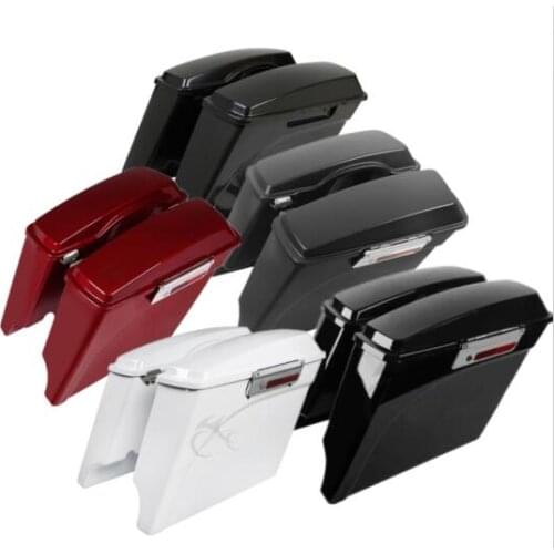 Motorcycle 5" Extended Hard Saddlebags Saddle Bags w/ Lids For Harley Touring 1993-2013