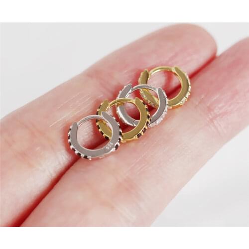 CANNER 925 Sterling Silver Black White Zircon Circle Earrings For Women Ear Piercing Round Small Hoop Earrings Men Teen Jewelry