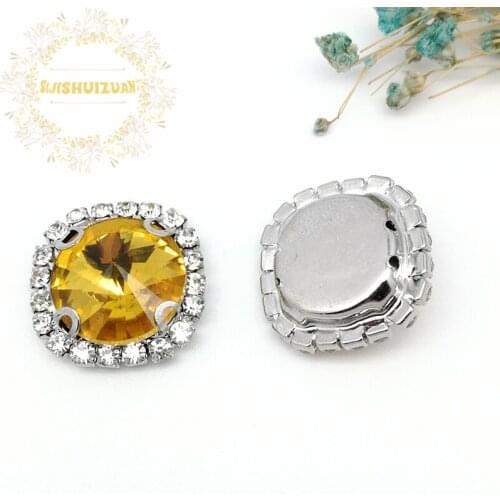 Golden yellow Satellite Shape Drill Side Chain Crysta Glass Sewing Rhinestones with Claw DIY Womens Shose and Wedding Dresses