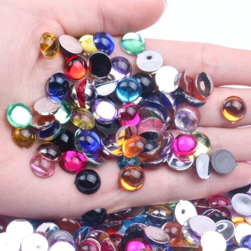 10mm 500/2000pcs Half Round Beads Facets Many Colors Flatback Glue On Acrylic Rhinestones DIY Craft Backpack Garment Accessories