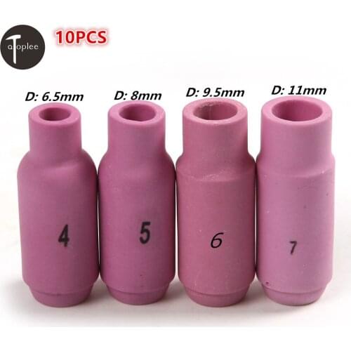 10PC 10N 4# 5# 6# 7# TIG High Ttemperature Welding Torch Ceramic Nozzle For WP-18/WP-26/WP-17 TIG Torch Welding Tool