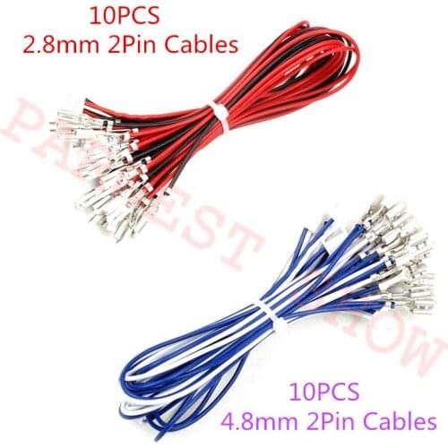 10pcs 4.8mm/2.8mm connector arcade push button Cable 2pin push button wire harness interface to USB Encoder Wire harness