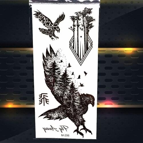25 Style Flying Forest Eagle Birds Temporay Tattoo Tree Sticker Women Men Body Art Arm Black Henna Tattoo Drawing Painting Paste