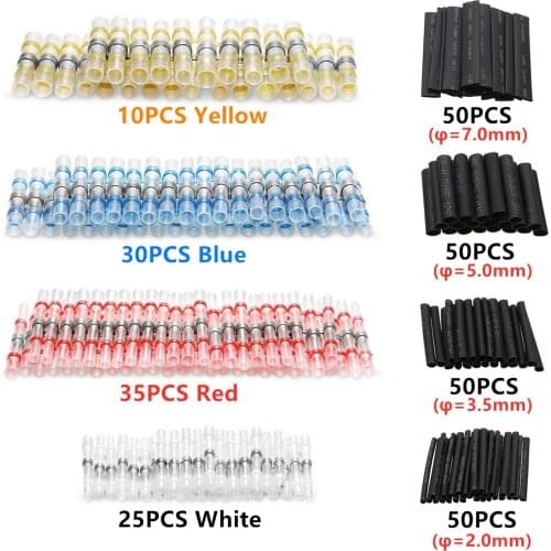 300PCS Seal Solder Sleeve Heat Shrink Soldering Terminals Waterproof Insulated Electrical Wire Butt Connectors & Shrinking Tube