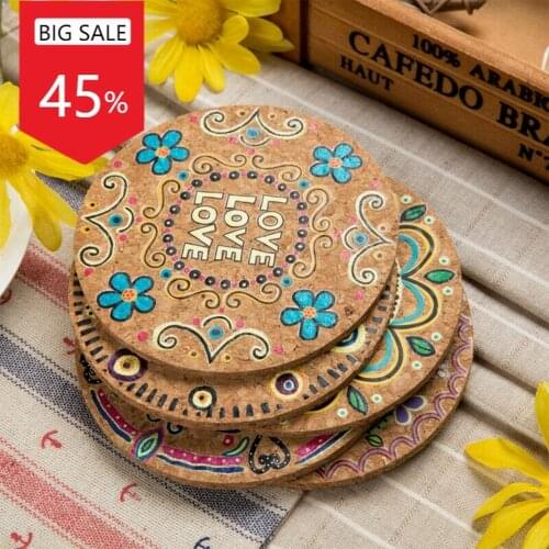 4PCS Cork Coaster Round Felt Wooden Coaster Creative Table Mat Decoration Non-slip Insulation Tableware Accessories
