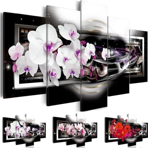 5 Pieces Mangnolia Flower Orchid Diy diamond Painting Full puzzle Square/Round Drill mosaic diamond embroidery Wall Art ML185
