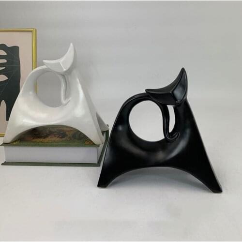 Ceramics Crafts Abstract Cat Animal Sculpture Ornaments Home Living Room Wine Cabinet Desktop Statue Decoration Christmas Gifts