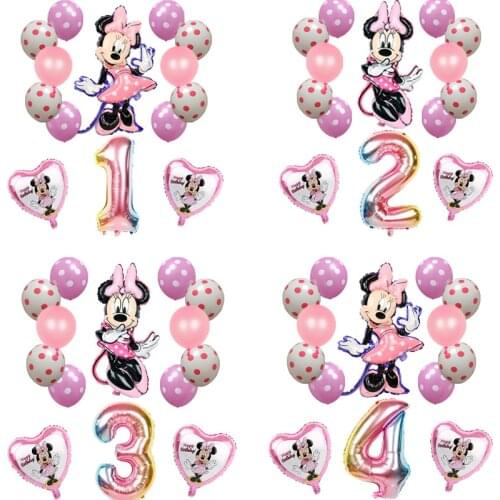 Disney Minnie Foil Balloons Set Mickey Mouse 32inch Number Balloons Birthday Party Decorations Baby Shower Kids Toy Air Globos