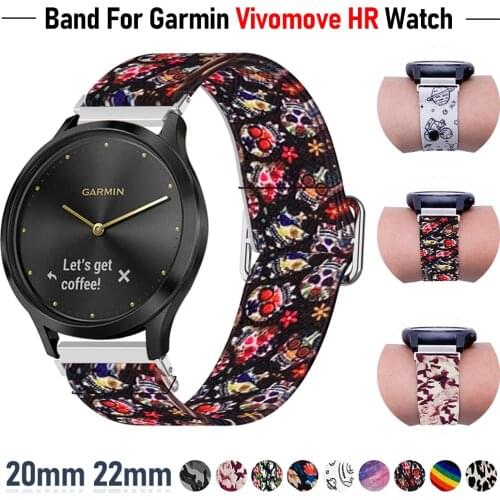 Elastic Nylon Band for Garmin Vivomove HR Watch Adjust Watchband for Garmin Watch Sport Wrist Strap Bracelet Accessories 20/22mm