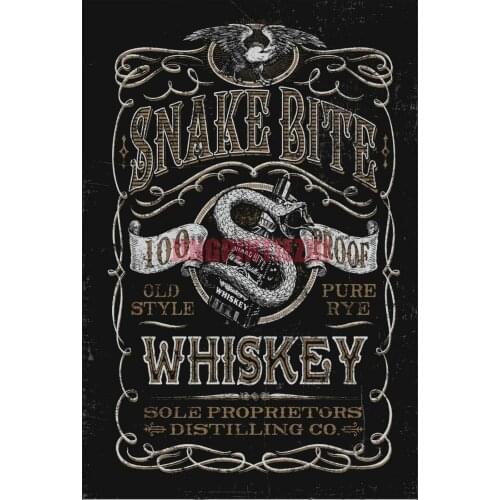 Personality Retro Snake Bite Whiskey Bar Pub Home Decor Vintage Signboard Racing Helmet Motorcycle Stickers