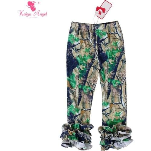 Kaiya Angel Girls Leggings Baby Children Girl Clothes Boutique Ruffle Pants Camouflage Icing Girls Ruffle Pants Kids Legging