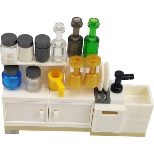 Blocks City MOC Bricks Cupboard Wine Cup Sets Sale Building Blocks Toys for Children Assemble City Blocks Educational DIY Parts