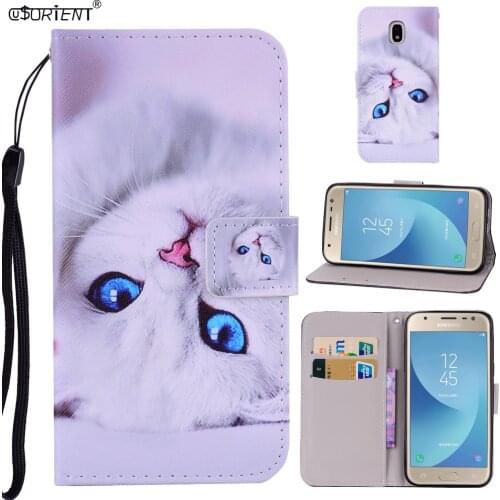 Leather Bumper Cover For Samsung Galaxy J3 Pro 2017 Cute Flip Wallet Case SM-J330F/DS SM-J330G J330N J330FN Card Slot Phone Bag