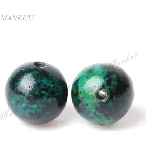 Mankuu Round Shape Chrysocolla Loose Beads 10mm Natural Stone Beads For Jewelry Making 20pcs/Lot DIY Necklace Bracelet Findings