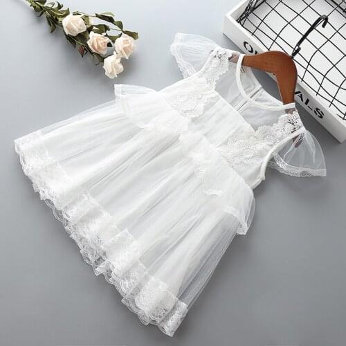 Girl princess lace dress Summer children clothing party dress for 2-7T kids Clothes girls flower birthday wedding tutu dress