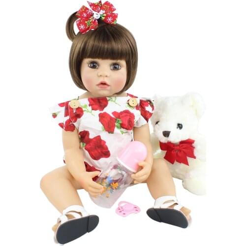 55 CM Full Silicone Body Reborn Baby Doll For Girl Like Real Princess Toddler Bebe Dress Up Boneca Kid Birthday Gift