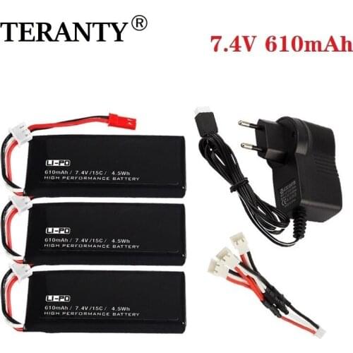 7.4V 610mAh Lipo Battery and charger For X4 H502S H502E H216A RC Quadcopter Spare Parts for 7.4V Rechargeable battery