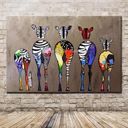 Mintura Pop Art Hand Painted Zebra Animals Oil Paintings For Living Room Home Decoration Morden Abstract Canvas Wall Art Picture