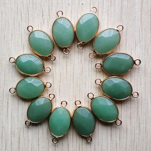 Fashion natural green aventurine pendants Connector 13x18mm for Bracelets necklaces Jewelry Making 12pcs/lot wholesale free