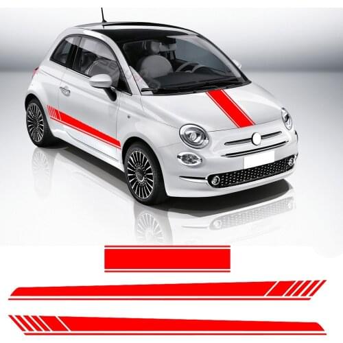 Car Hood Engine Cover Decals Door Side Stripes Skirt Sticker For Fiat 500 Racing Sport Auto Tuning Decor Car Accessories