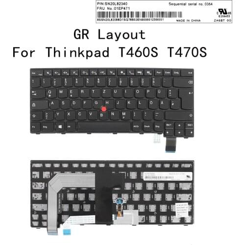 GR German New Replacement Keyboard For Thinkpad T460S T470S Laptop With Frame NO Backlit