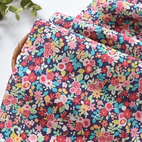 Pure Cotton Floral Colorful Small Rose Fabric Clothes Skirt Childrens Clothes Shirt Dress Pajamas Handmade DIY Fabric