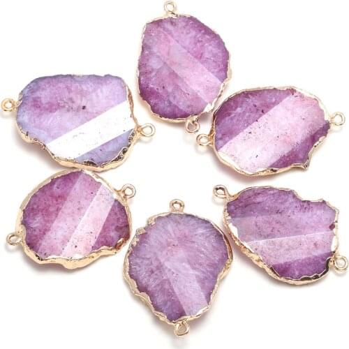 Wholesale Natural Agates Pendant Connectors Sliced Egg Shape For Making DIY Women Jewelry Necklace Bracelets Size 23x37-30x42mm