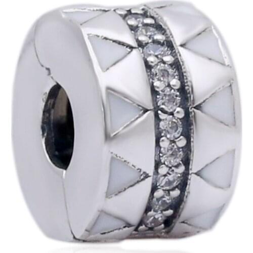 Original Sparkling Jagged Zig Zag Lines Clip Stopper Beads Fit 925 Sterling Silver Charm Bracelet Bangle Diy Jewelry