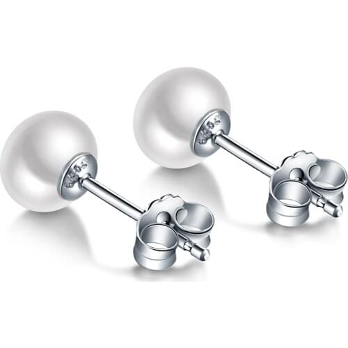 Sinya Pearl stud earring wholesale 1lot=100pair 925 sterling silver AAA grade 6mm-12.5mm natural fleshwater pearls Jewelry