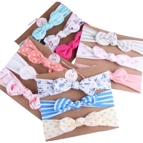 3pcs/lot Baby Girls Cotton Blend Headbands Dot Printed Knot Hairbands Newborn Hair Headwear Set Newborn Hair Accessories