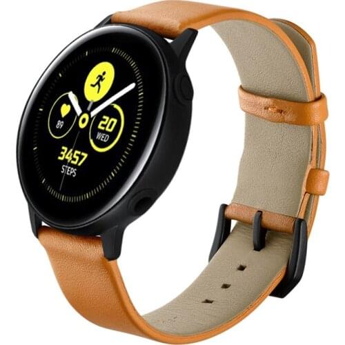 20mm Genuine Leather Watch Strap for Samsung Galaxy Watch Active 42mm Gear S2 Classic Bracelet Band Strap Amazfit Garmin