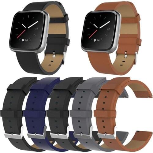 Cowhide Leather Watch Strap for Fitbit Versa Lite/Versa/Blaze Smart Watchbands Wrist Band Sport Bracelet Wristband