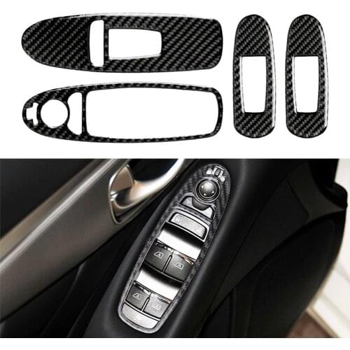 Car Interior Window Lift Button Cover Trim For Infiniti Q50 2014 2015 2016 2017 2018 2019 Carbon Fiber