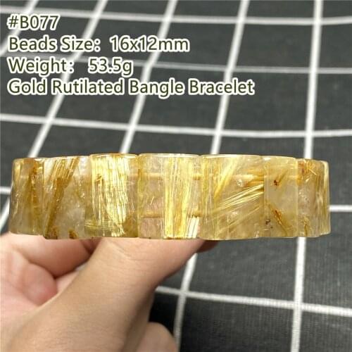 Top Natural Gold Rutilated Quartz Bracelet Jewelry For Women Men Healing Wealth Love Stone 16x12mm Beads Stretch Bangle AAAAA