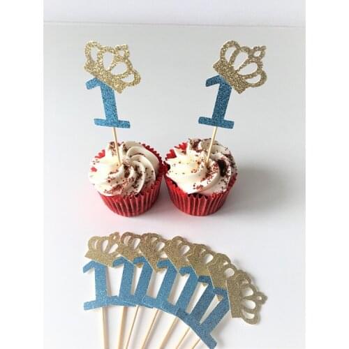 One Crown Cupcake Topper, First Birthday, Glitter Cake Top, 10 Party Cake Toppers, Number 1 Cupcake, Princess Birthday, Special