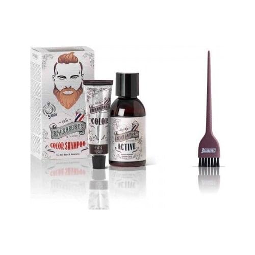 Pack beard and hair dye in 5N chestnut Clar shampoo. + Pallet