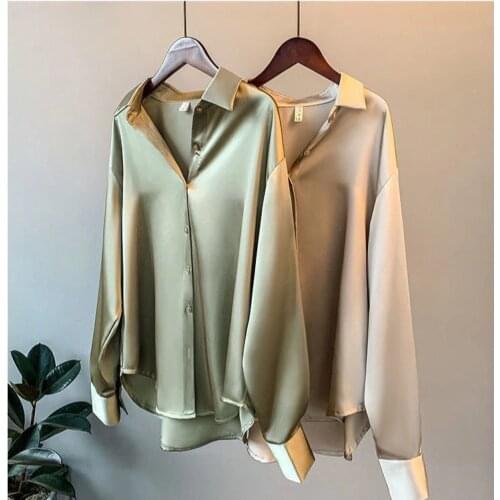 2021 Hot Lady Korean Large Big Plus Size Fat Women Clothes Long Sleeve Loose Tops Silk Thin Section Shirt For Women Fashion