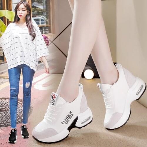 2021 Platform Wedges Womens Sneakers Spring autumn High Quality Mesh Breathable Increased womens shoes Casual Shoes