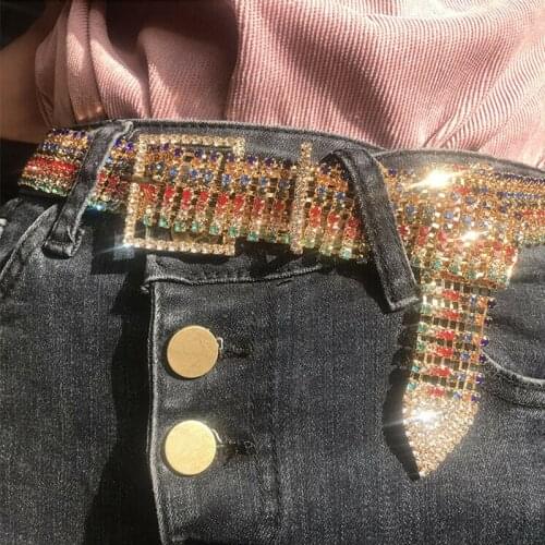 Women Chic Shiny Colorful Crystal Waist Belt High Street Sparkle Full Rhinestone Waistband Female Girls Fashion Accessories