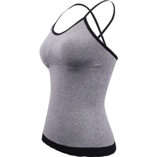 Women Sexy Camisole With Cups Sling Seamless Slim Cross Straps Vest Breathable Comfortable Fitness Up With Pad Tops Underwear