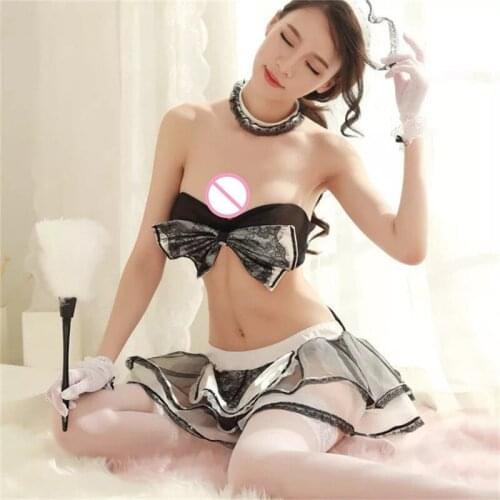 Two Set 2018 Romantic Women Lace Net Yarn Lingerie Bow Sexy Cut Out Backless Erotic Temptation Sleepwear Slips New Style Fashion