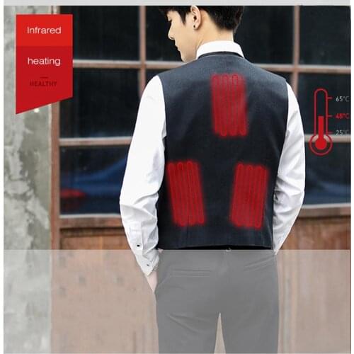 Electric Vest Carbon Fiber Charging Heating Mens Suit V-Neck USB Charging Winter Fever Business Vest