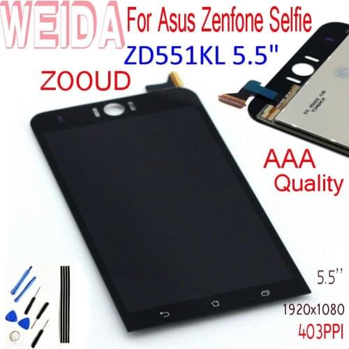 For Asus Zenfone Selfie ZD551KL Z00UD 5.5" LCD Display Panel Touch Screen Digitizer Glass Sensor Assembly With Adhesive Tools