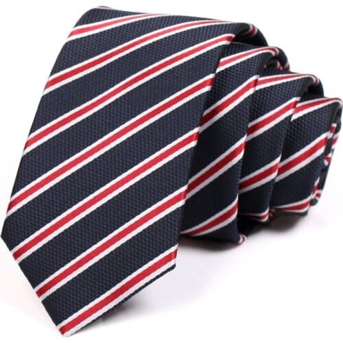 2020 New Fashion Formal Neck Tie For Men Business Suit Work Necktie Men 6CM Red Blue Striped Tie Male Slim Ties With Gift Box